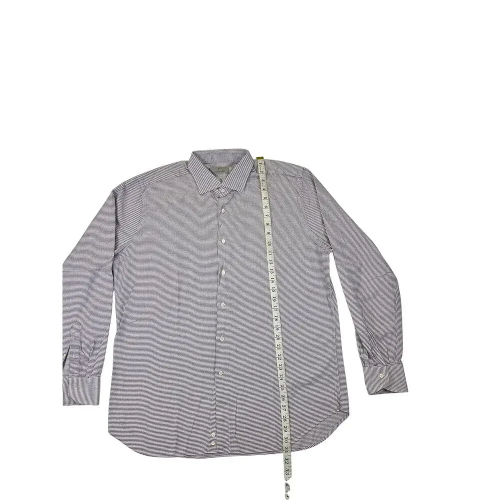 Canali Mens 44 17.5 XL Long Sleeve Button Down Shirt Made In Italy Purple Grid